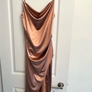 Rachel Zoe Gold Ruched Asymmetrical Slip Dress